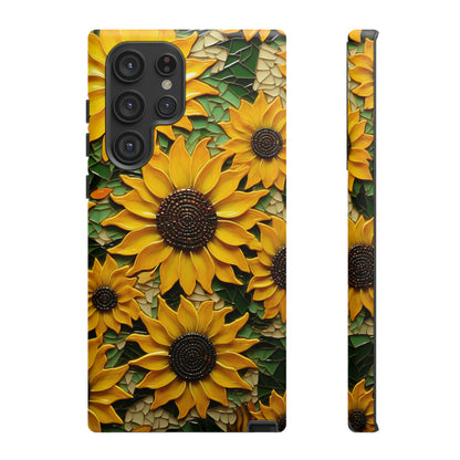 Sunflower Floral Color Explosion Mosaic Glass