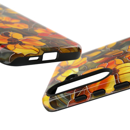 Orange Floral Phone Case Stained Glass Style