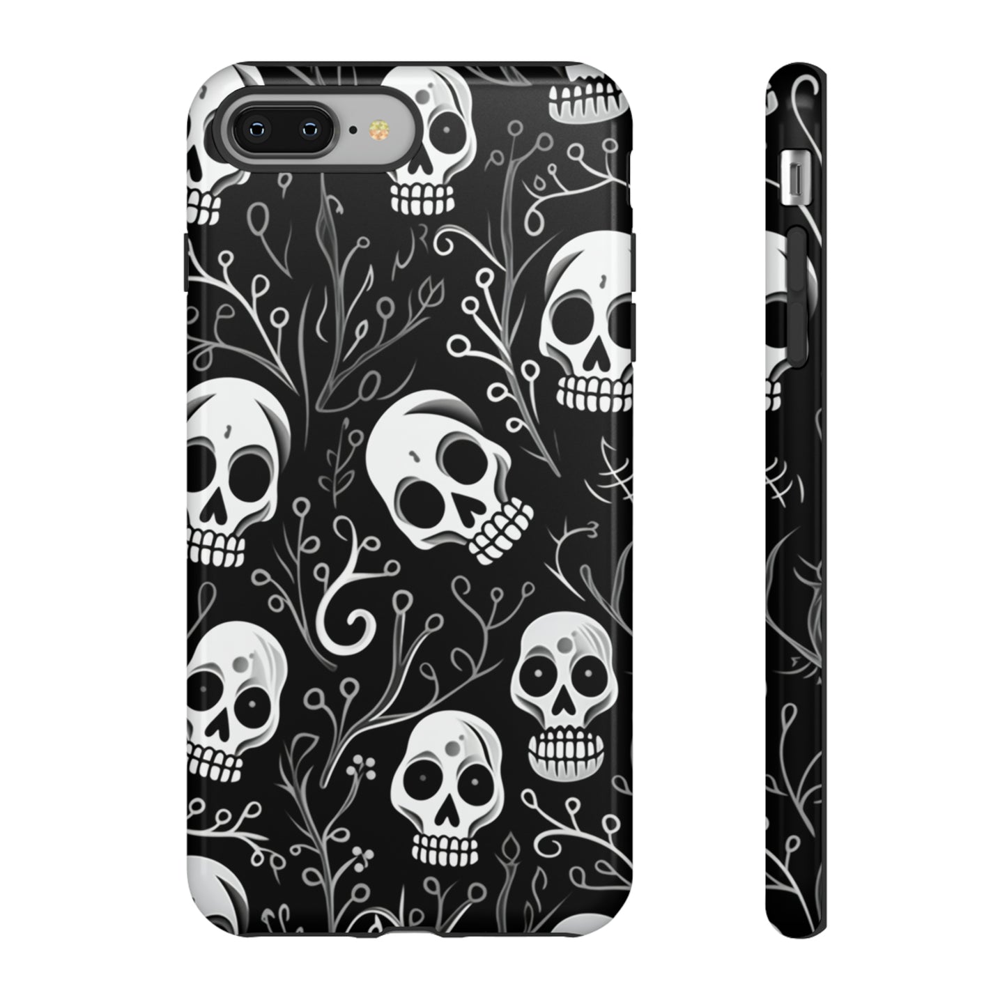 Join the Goth Side: Black Skull Floral Print | Mystical Elegance Case for iPhone, Samsung Galaxy, and Google Pixel