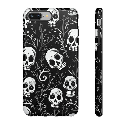 Join the Goth Side: Black Skull Floral Print | Mystical Elegance Case for iPhone, Samsung Galaxy, and Google Pixel