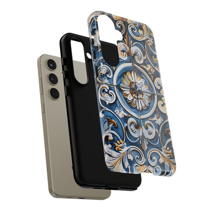 Azulejo Porcelain Blue & Creamy White Tile Mediterranean Design Phone Case