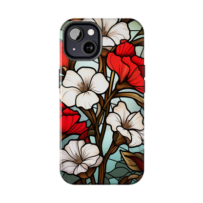 Red and White Floral Stained Glass iPhone Case