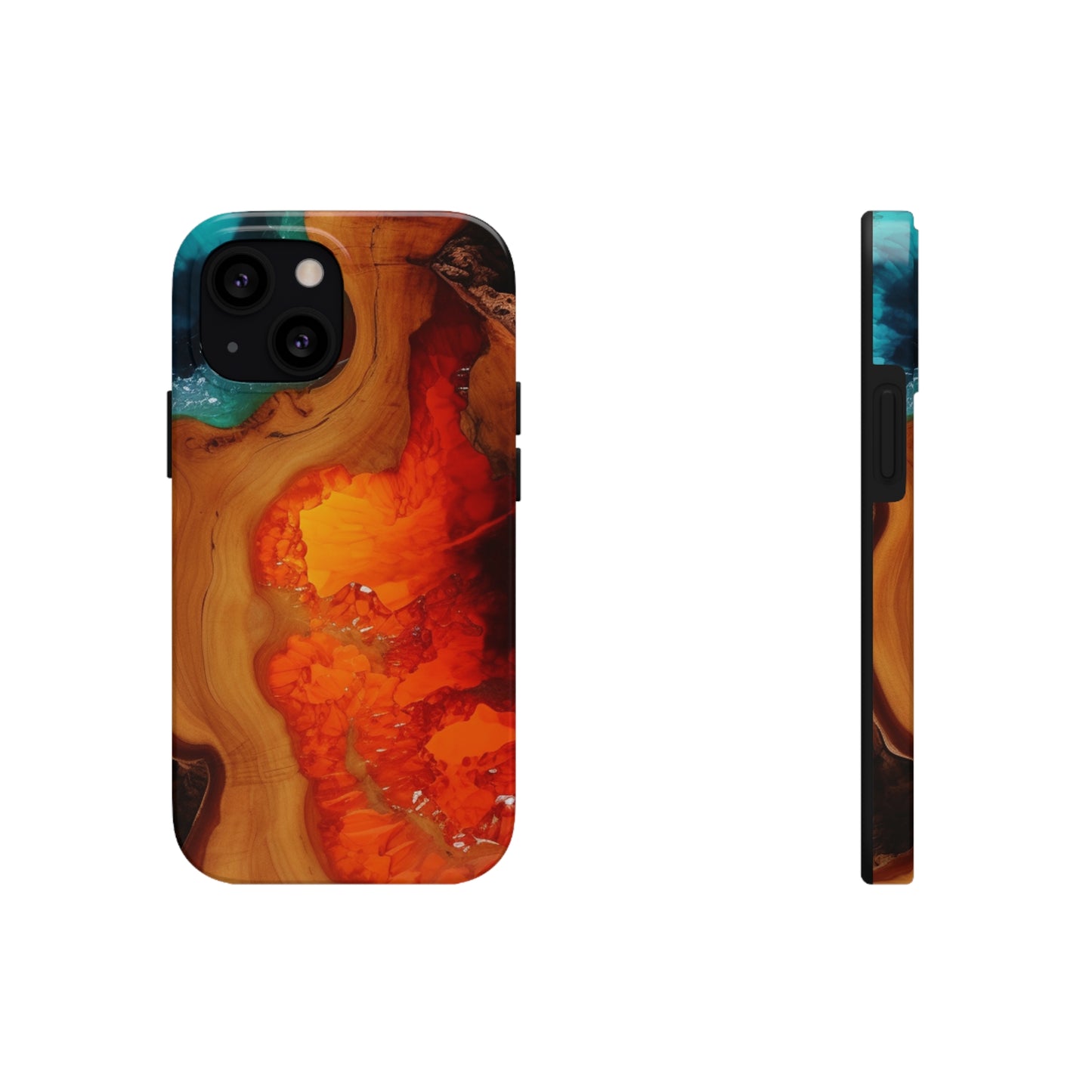 Faux Wood and Colorful Epoxy iPhone Case | Embrace the Beauty of Nature and Vibrant Artistry