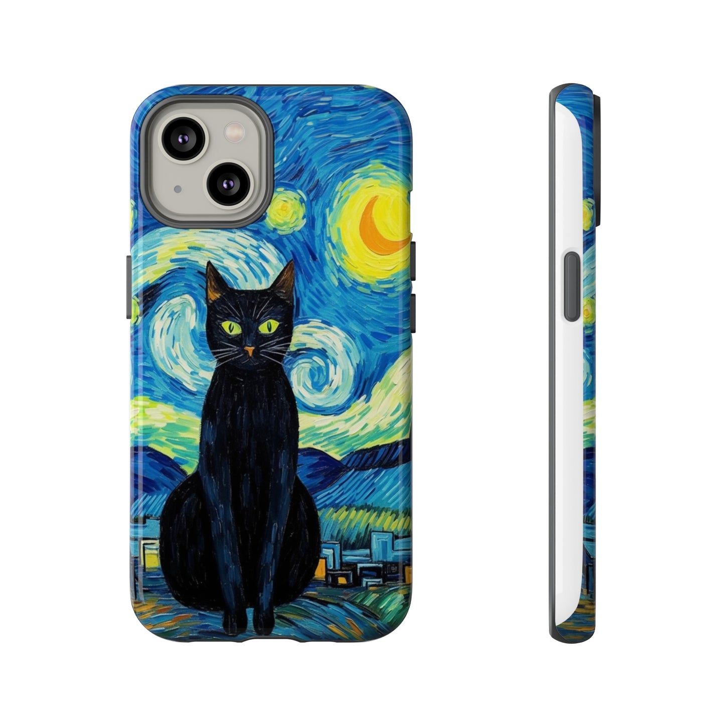 Starry Night Van Gogh Black Cat iPhone, Samsung Galaxy, Google Pixel  Case | Embrace Artistic Whimsy and Feline Charm