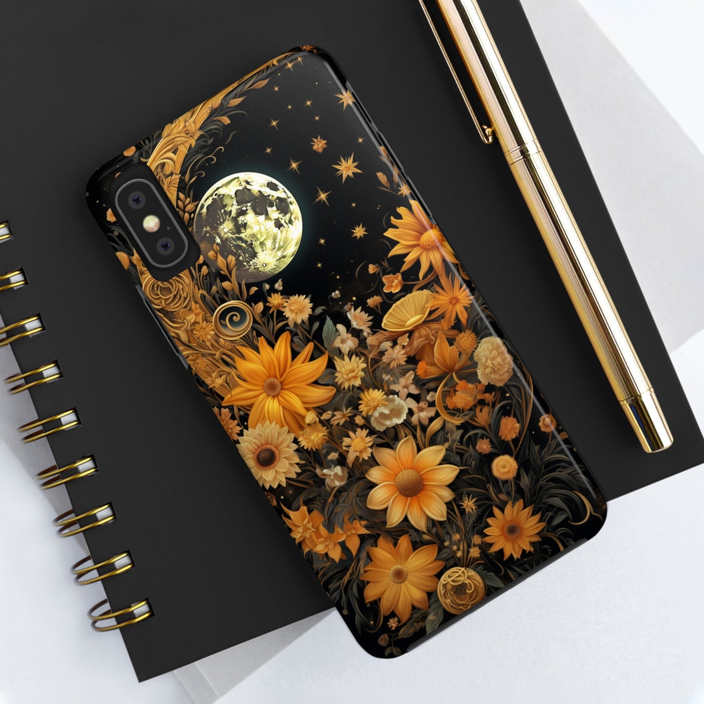 Cottagecore Floral Sun Moon Stars iPhone Case | Embrace Mystical Nature's Beauty