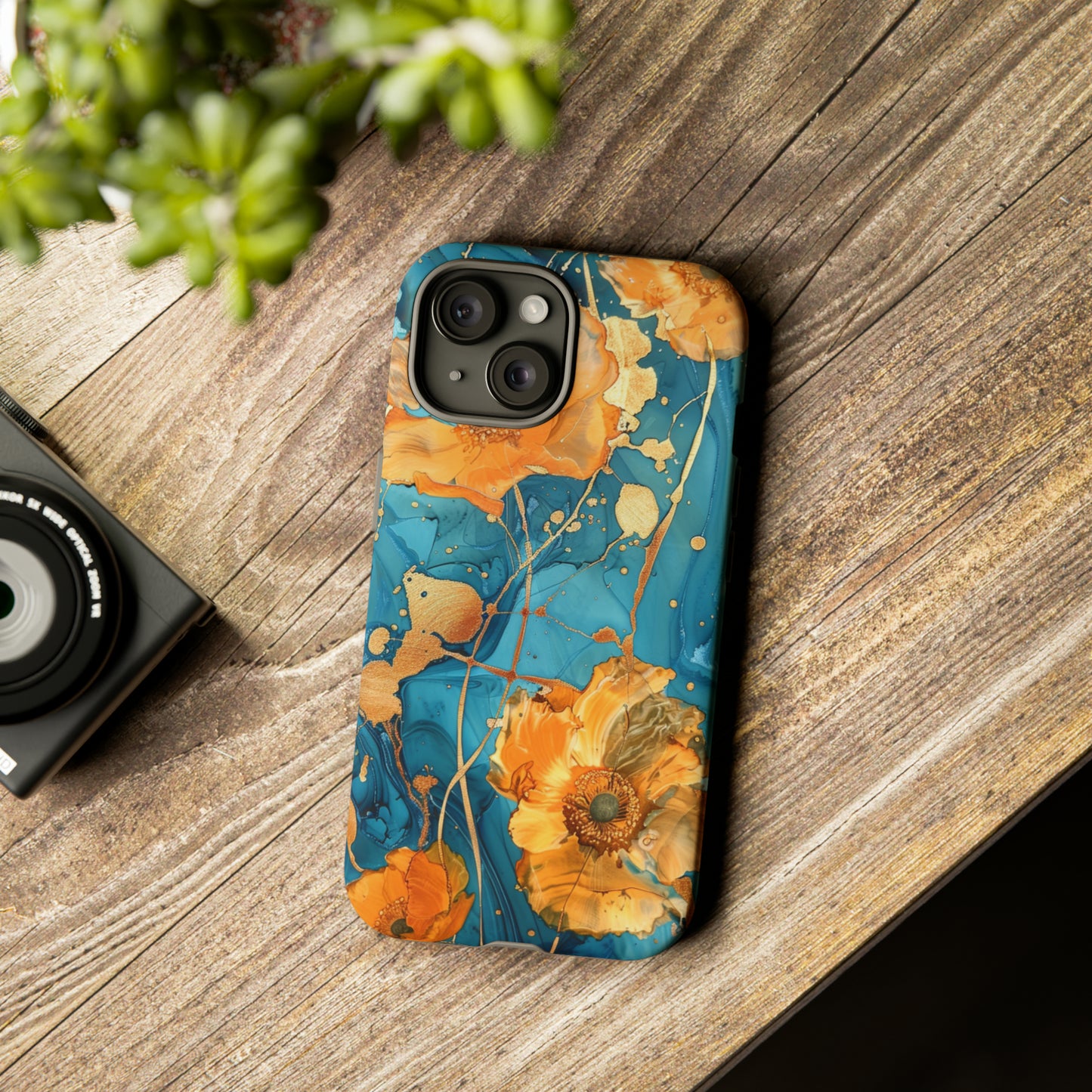 Gold Poppies Color Splash Floral Design Phone Case