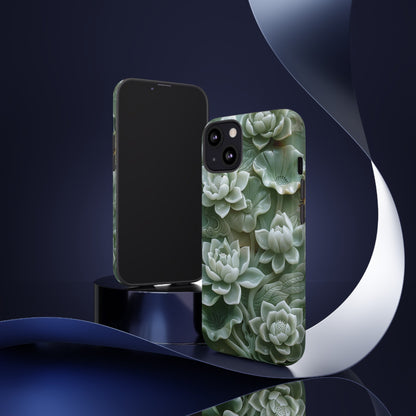 Green Jade Lotus Floral Art Phone Case