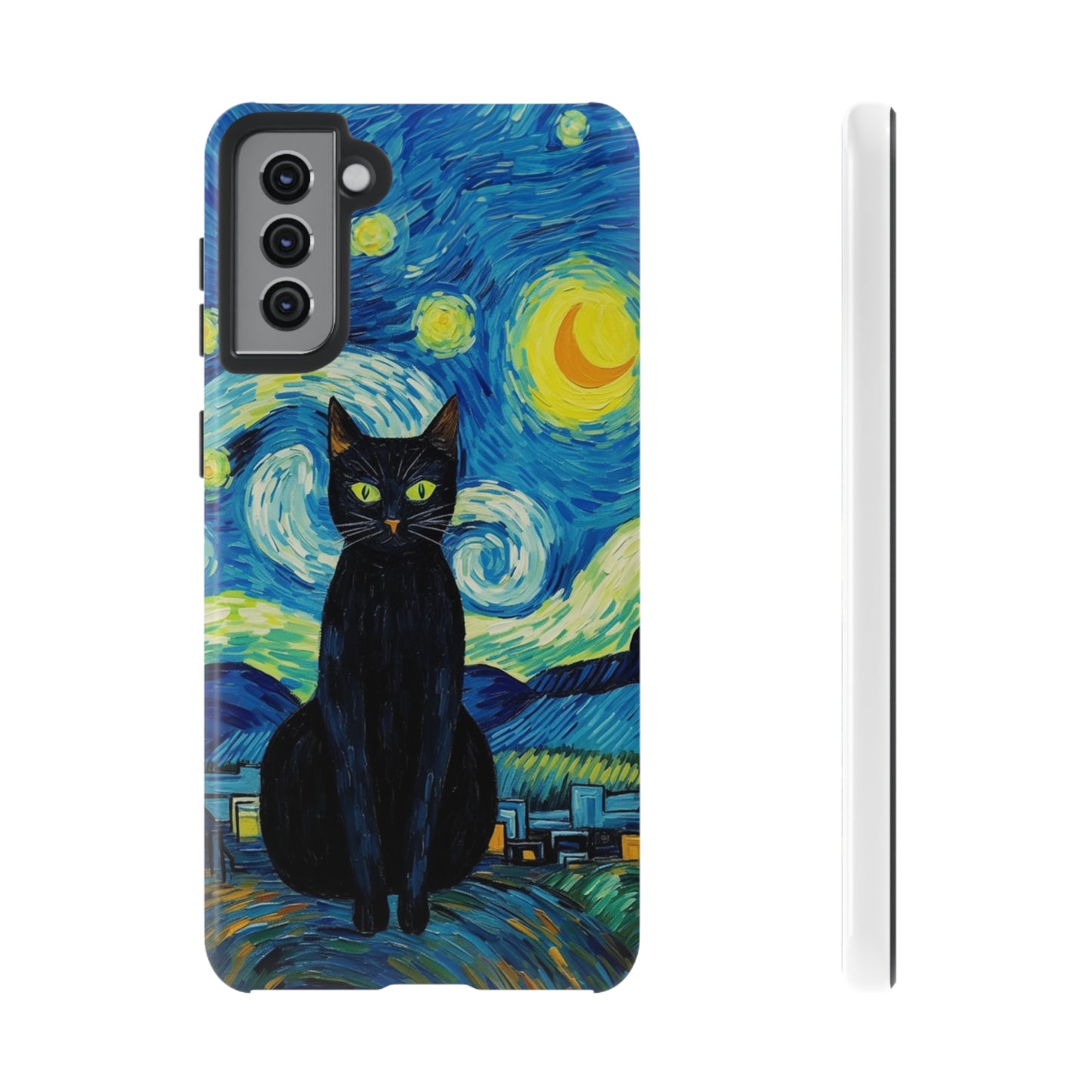 Starry Night Van Gogh Black Cat iPhone, Samsung Galaxy, Google Pixel  Case | Embrace Artistic Whimsy and Feline Charm