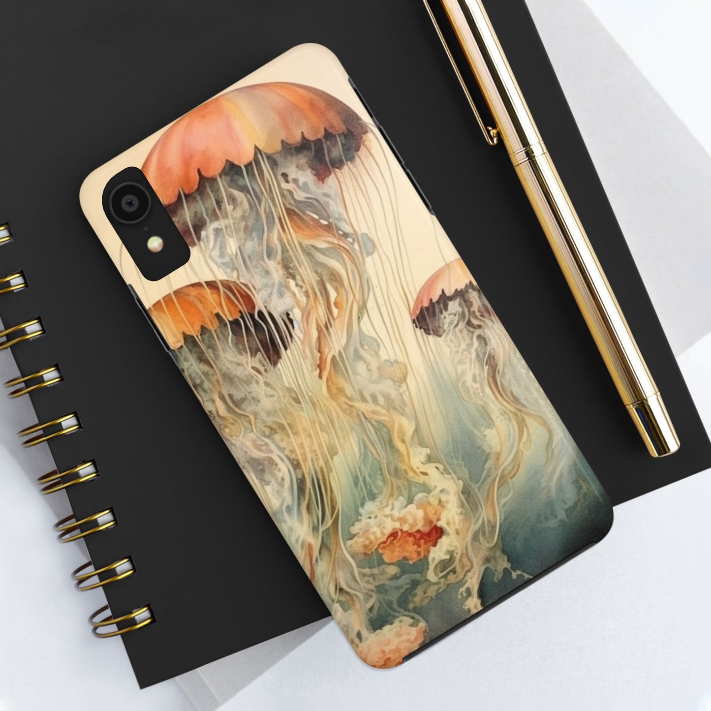 Floating Jellyfish iPhone Tough Case | Dive into an Ethereal Underwater World with Reliable Protection