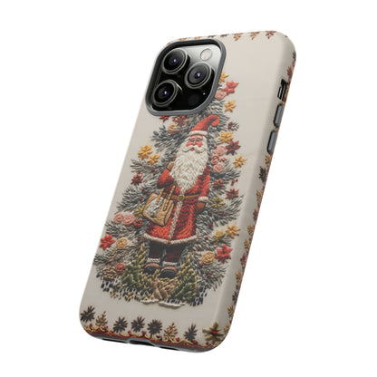 Vintage Embroidery Christmas Santa Phone Case