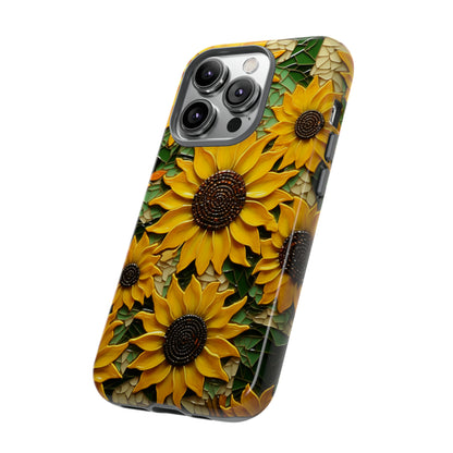 Sunflower Floral Color Explosion Mosaic Glass