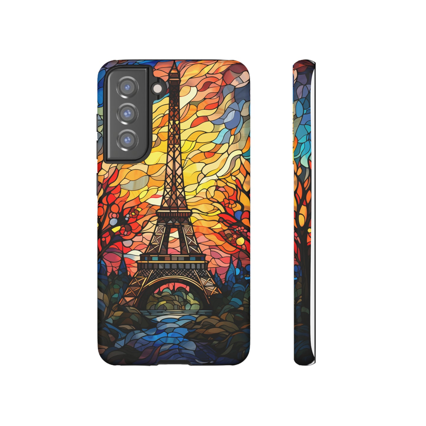 Parisian Elegance: Stained Glass Eiffel Tower | Artistic Flair iPhone Case for iPhone Models 11 through 14 Pro Max, Samsung Galaxy, and Google Pixel