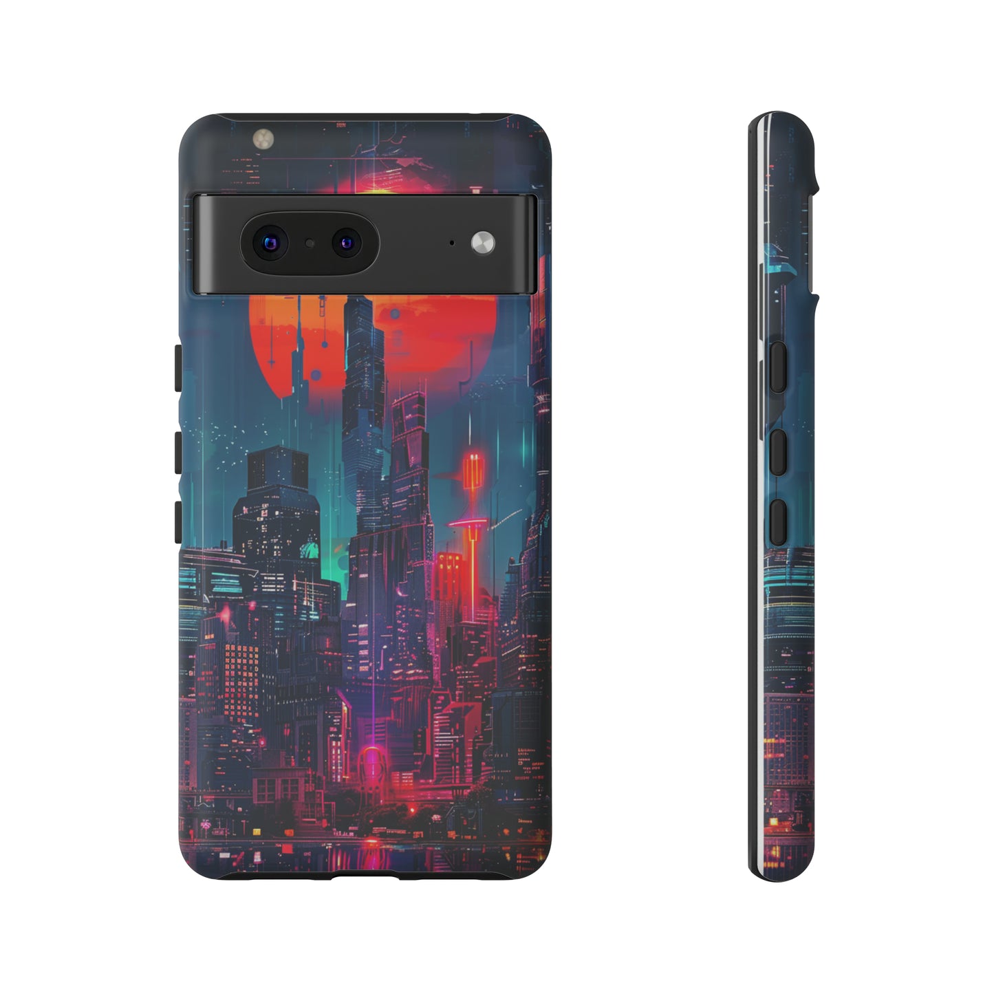 Cyberpunk Full Moon Cityscape Phone Case