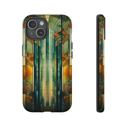 Art Deco Stained Glass floral Phone Case for iPhone 15, 14, Pro Max, 13, 12 & Samsung Galaxy S23, S22, S21, Google Pixel