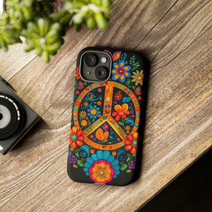 Peace Sign Embroidery Floral Hippie Style Phone Case