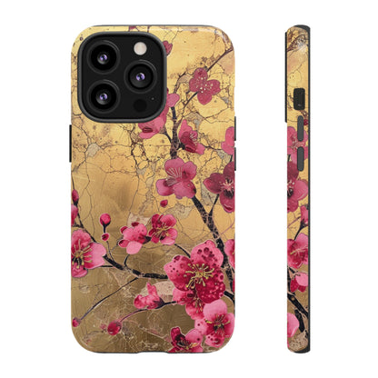 Pink Forget Me Nots Gold Floral Phone Case