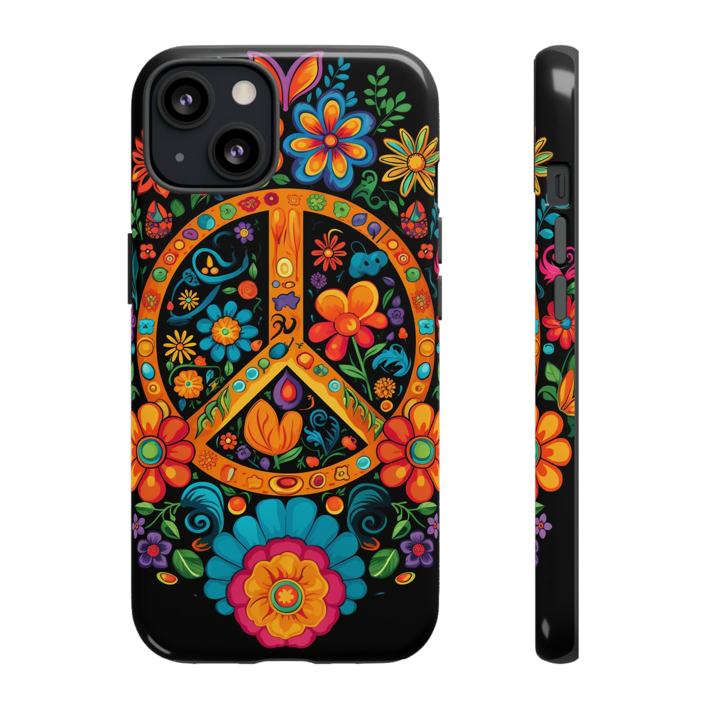 Peace Sign Embroidery Floral Hippie Style Phone Case