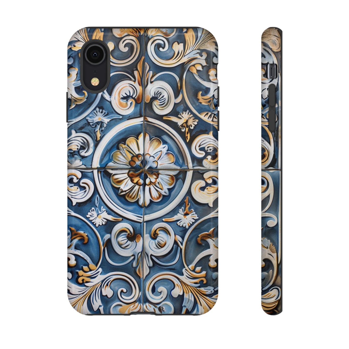 Azulejo Porcelain Blue & Creamy White Tile Mediterranean Design Phone Case