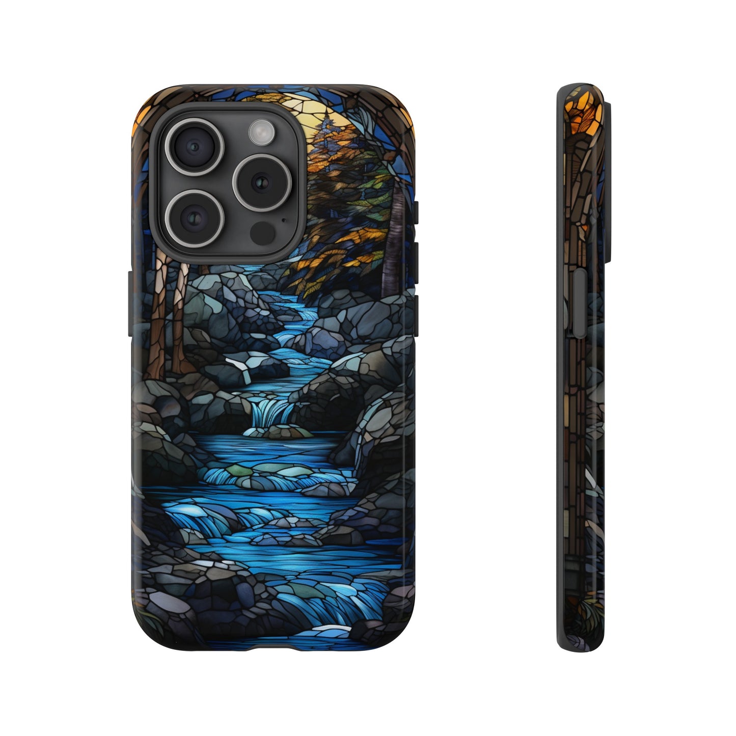 Stained Glass Stone Bridge and River Art Phone Case