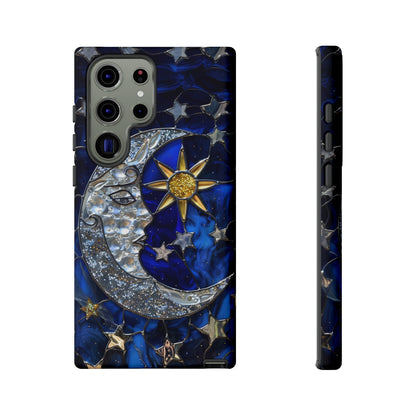 Cosmic Moon & Stars Stained Glass Starry Night Phone Case