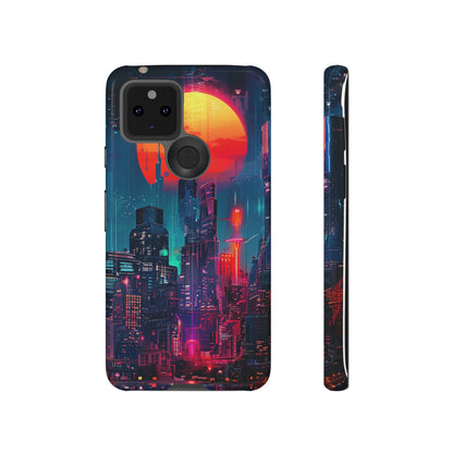 Cyberpunk Full Moon Cityscape Phone Case