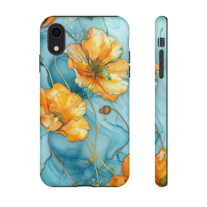 Gold Poppies Color Splash Floral Design Phone Case