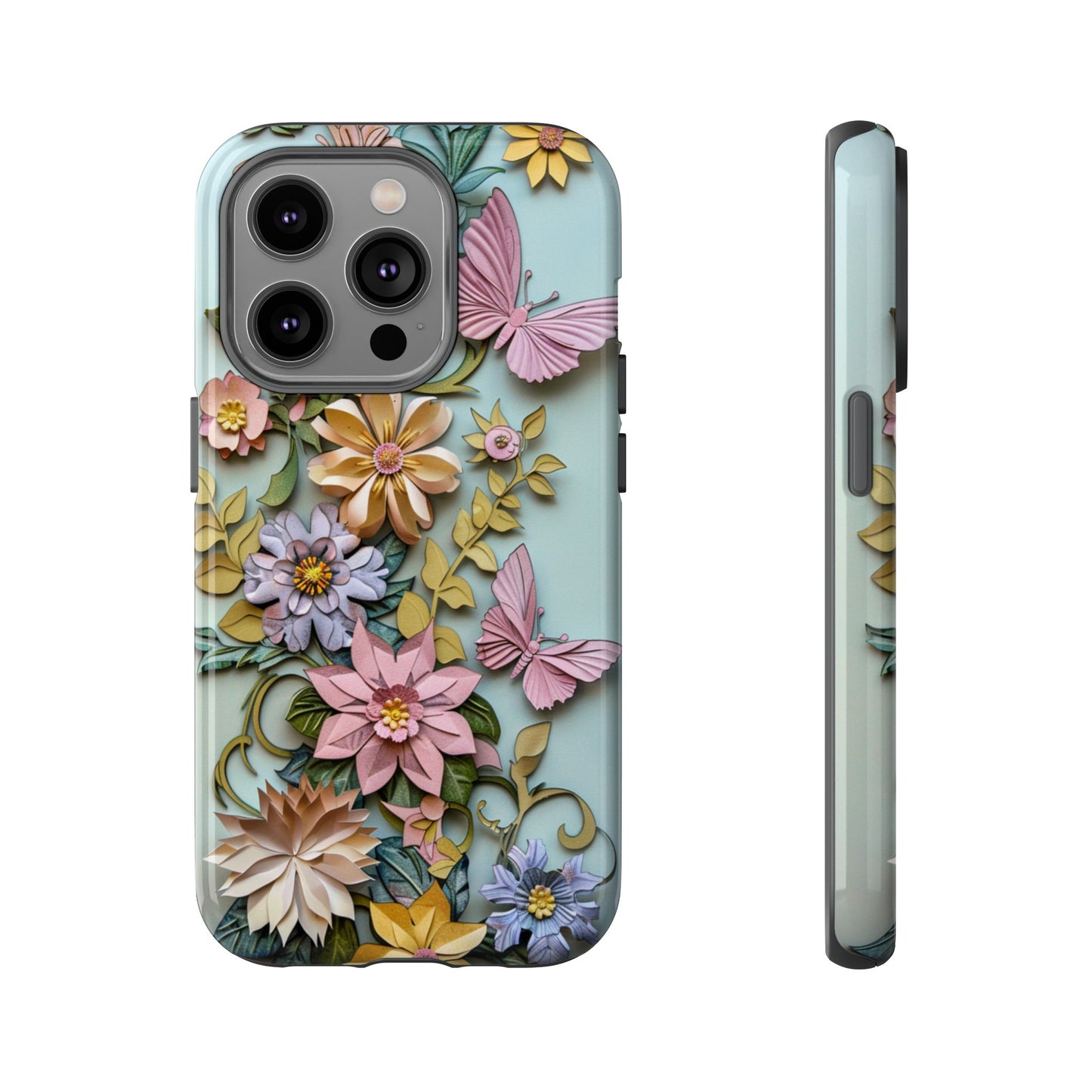 Pastel Pink Butterflies and Flowers iPhone Case