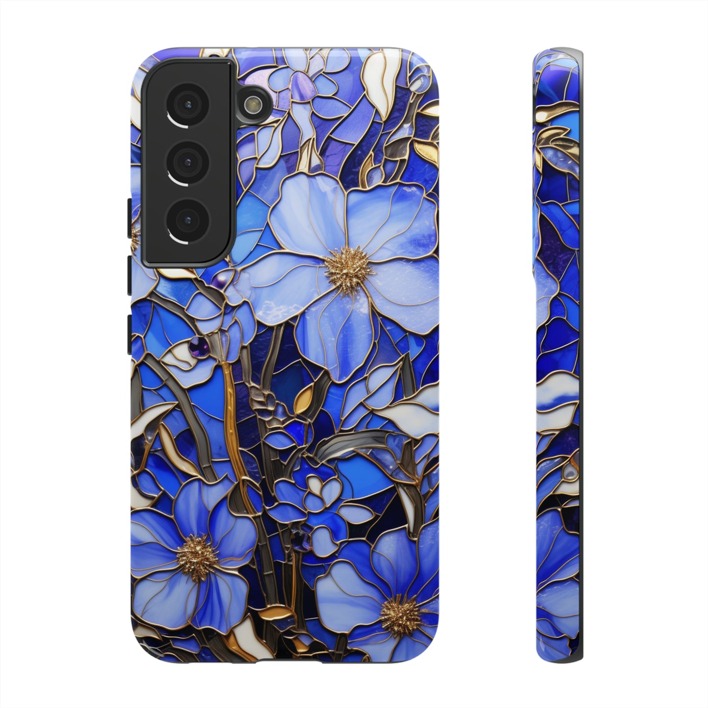 Periwinkle Stained Glass with Gold Inlay Phone Case for iPhone 15, 14, Pro Max, 13, 12 & Samsung Galaxy S23, S22, S21, Google Pixel