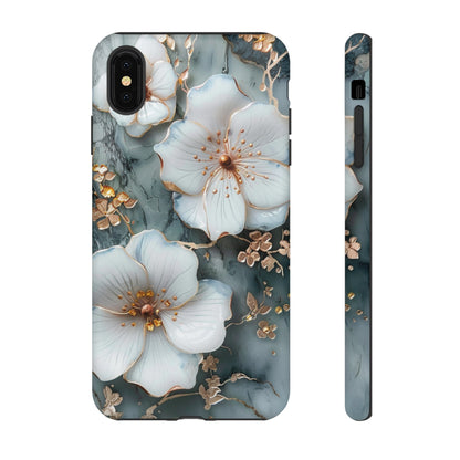 White Flower on Marble Stone  Phone Case