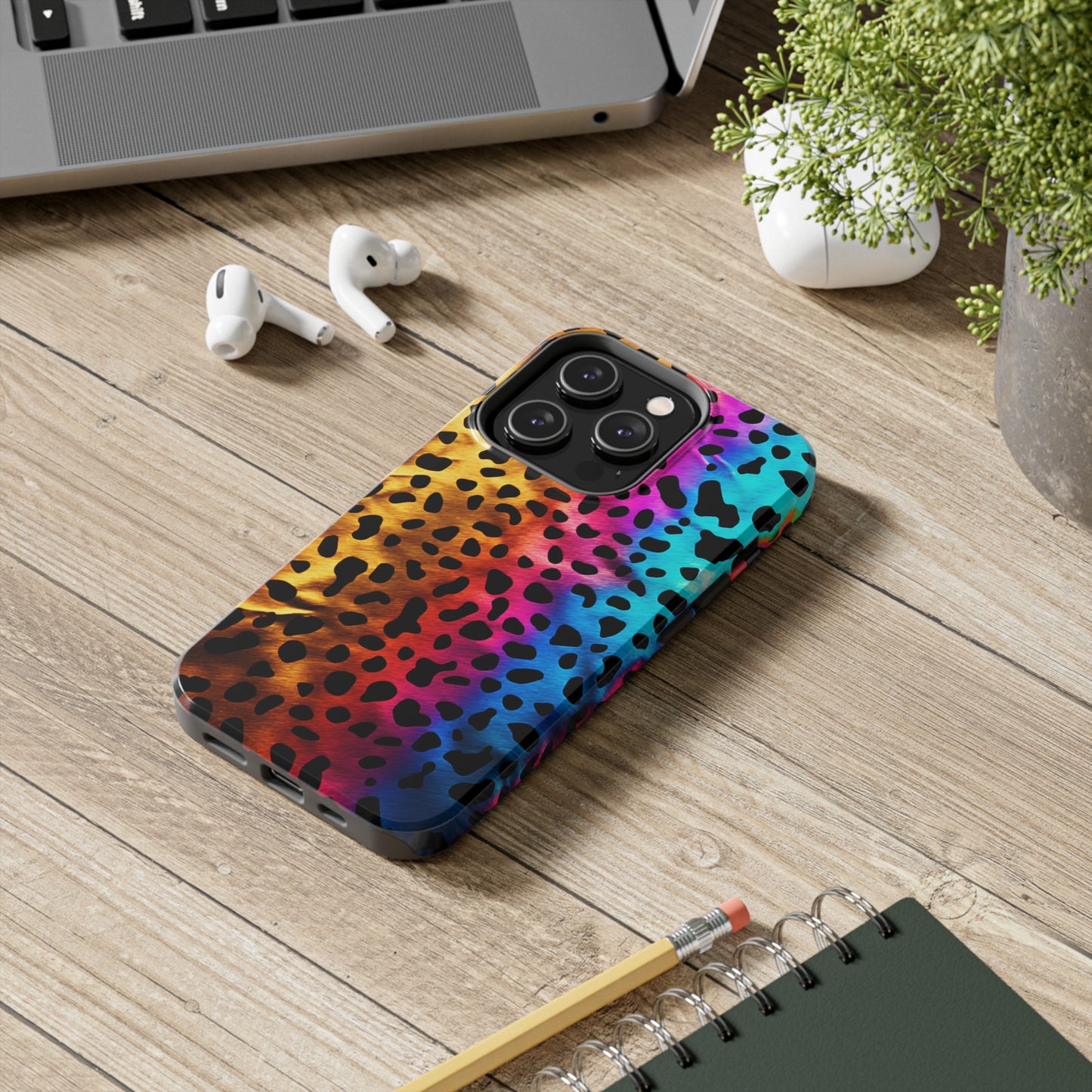 Kaleidoscopic Wild: Psychedelic Rainbow Leopard Print | Dazzling iPhone Case