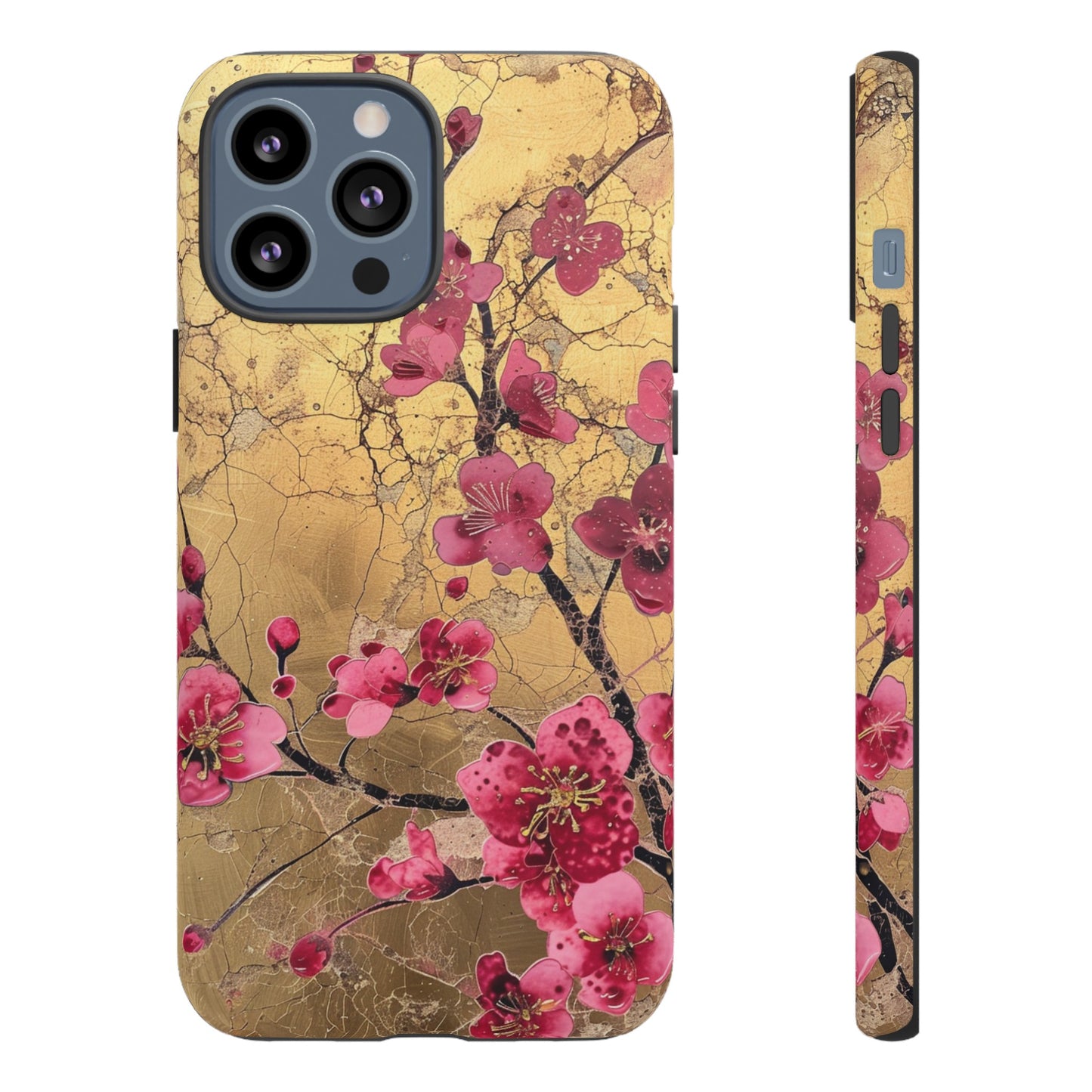 Pink Forget Me Nots Gold Floral Phone Case