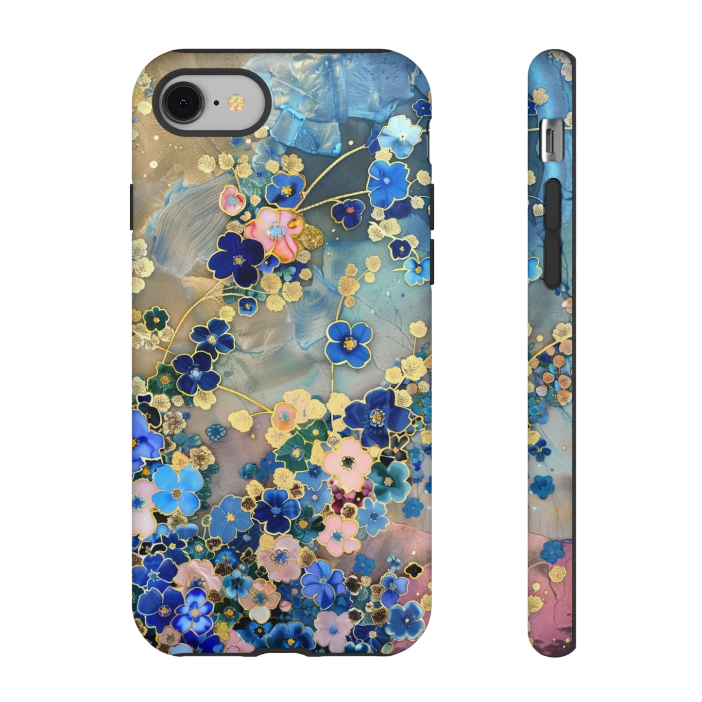 Forget Me Nots Gold Color Splash Floral Design Phone Case