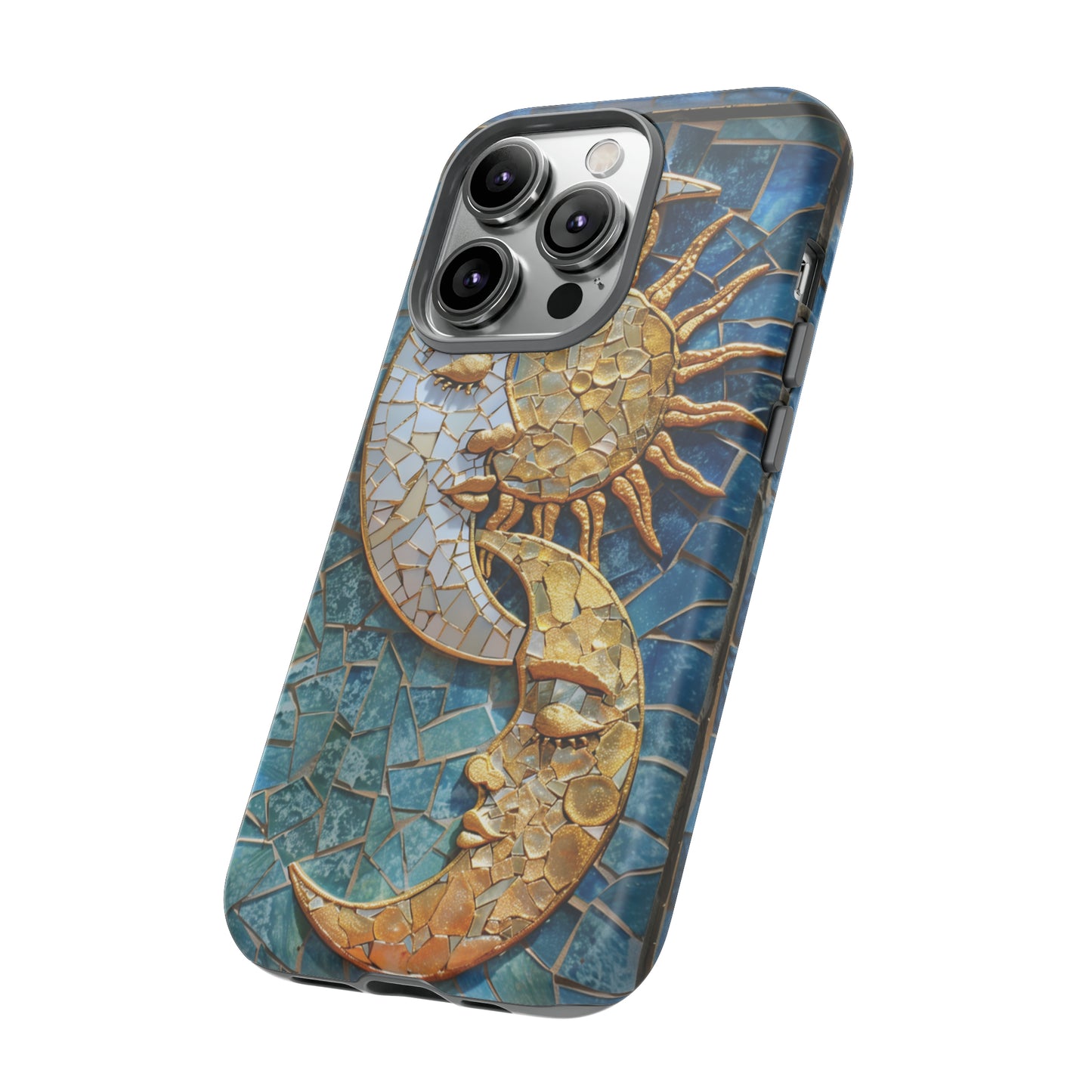 Boho Sun and Moon Mosaic Tile Stained Glass Phone Case