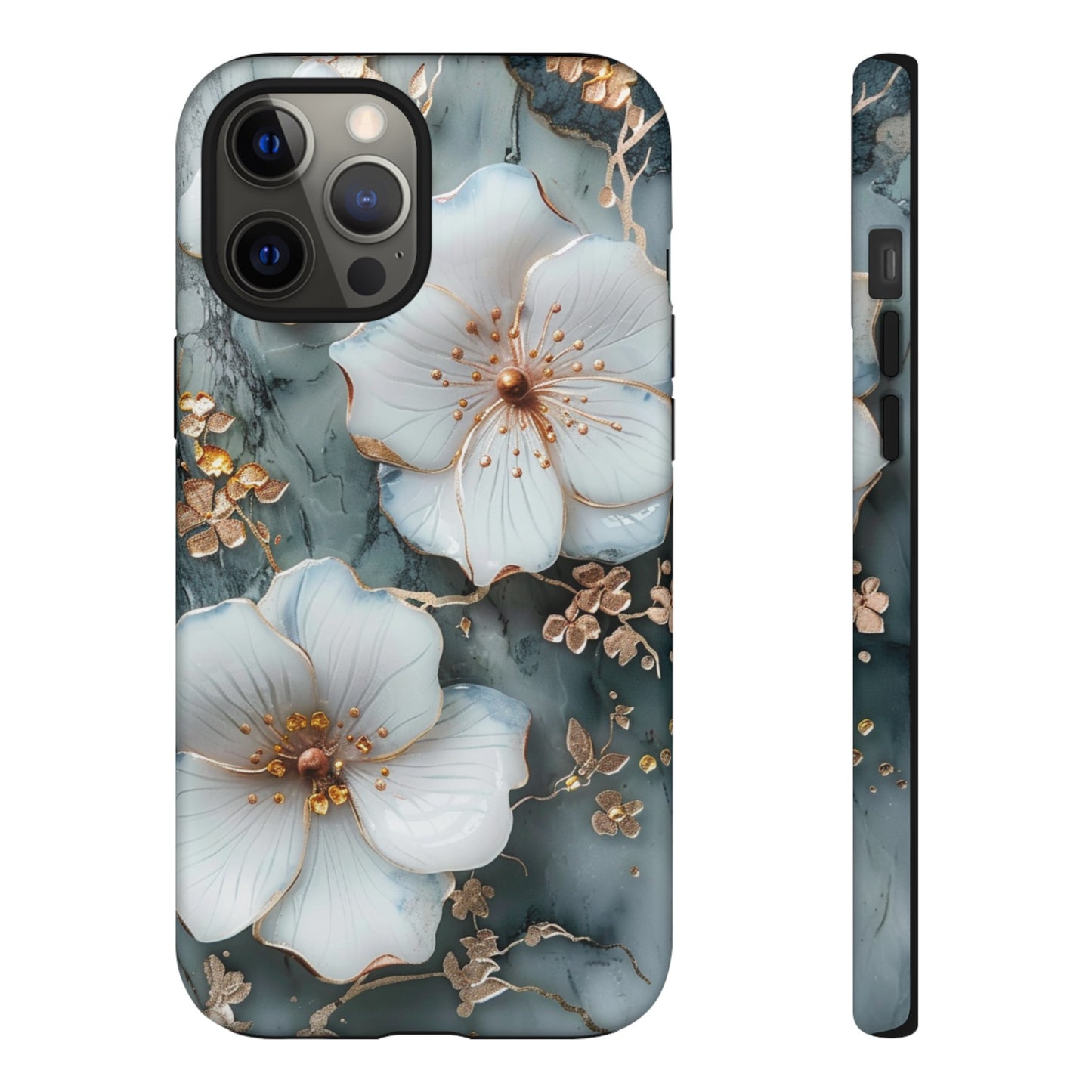 White Flower on Marble Stone  Phone Case