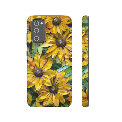 Yellow and Gold Daisy Mosaic Stained Glass Phone Case for iPhone 15, 14, Pro Max, 13, 12 & Samsung Galaxy S23, S22, S21, Google Pixel