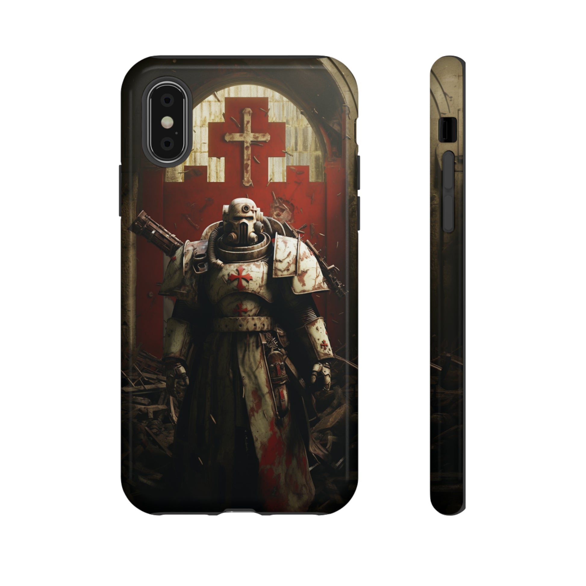 Post-apocalyptic crusader case for iPhone 14