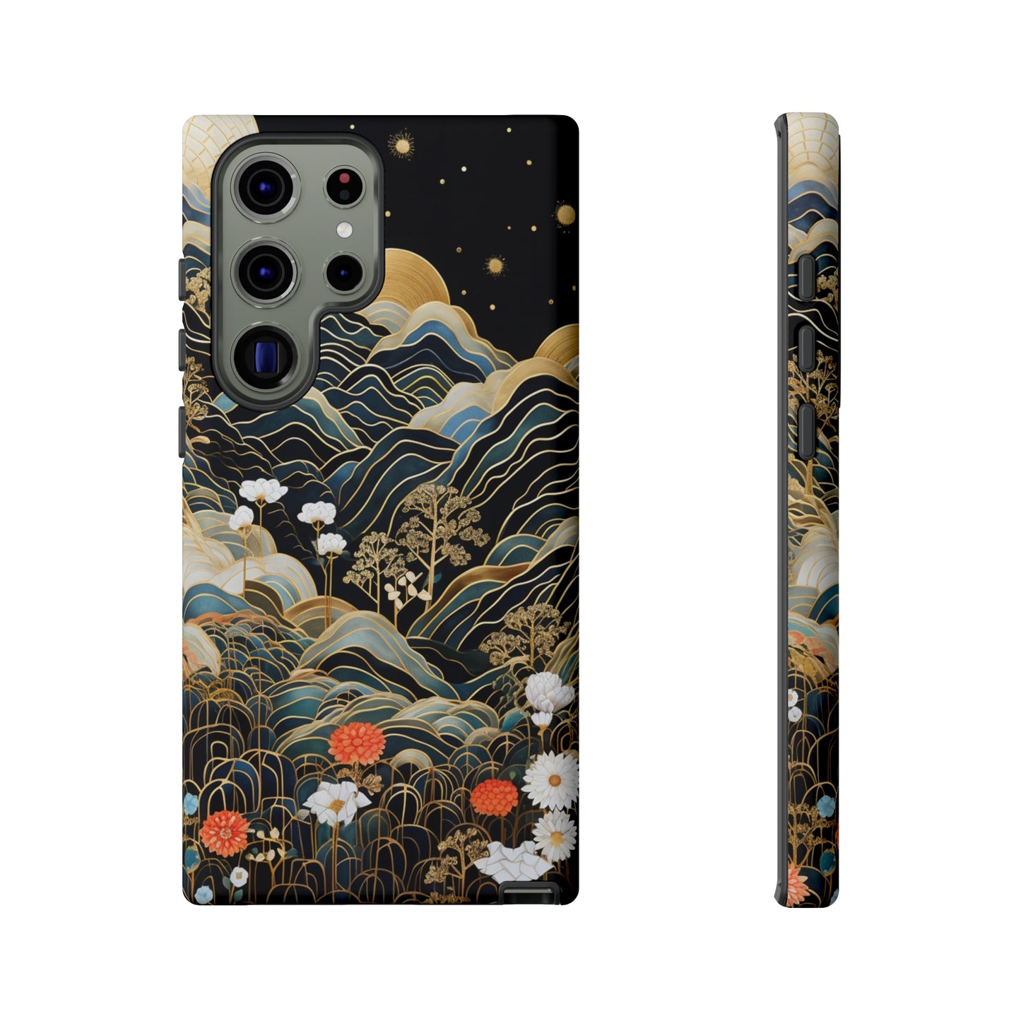 Chiyogami Flowers Tough Phone Case fits Galaxy S23 S22 S21 S20 Plus Ultra | Iphone 14 13 12 11 8 Pro Max Mini | Pixel 7 6 Pro 5 | Japanese