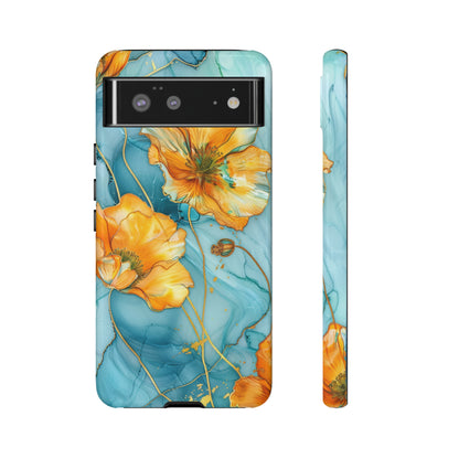 Gold Poppies Color Splash Floral Design Phone Case