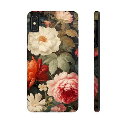 Vintage Floral Aesthetic Phone Tough Case | Antique Elegance for iPhone 11, 12, 13, 14