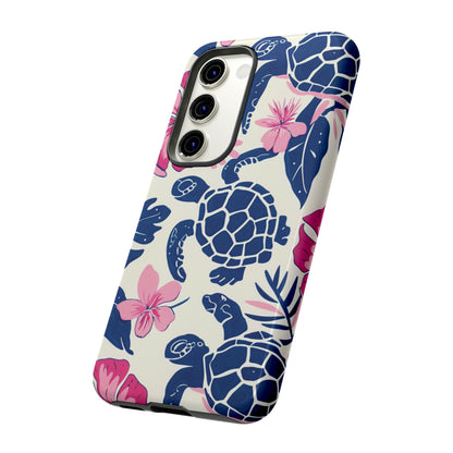 Undersea Floral Blue Sea Turtle Phone Case