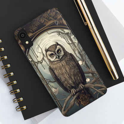 The Hermit Owl Tarot iPhone Tough Case | Embrace the Dark Academia Aesthetic and Retro Gothic Vibes with Captivating Tarot Design