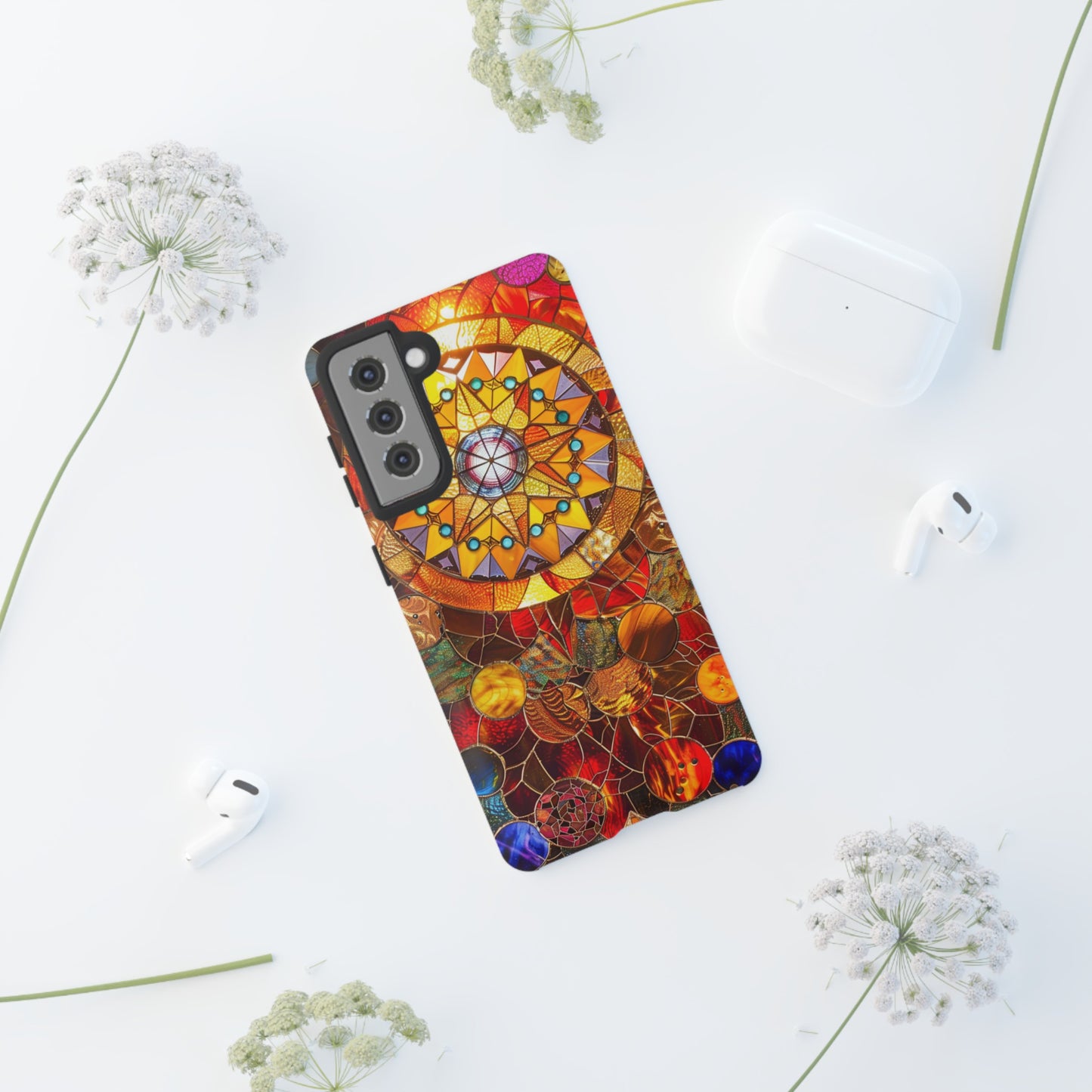 Cosmic Stained Glass Mandala Phone Case