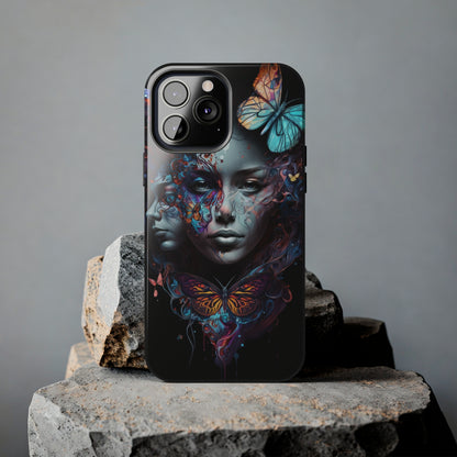 Synthwave Butterfly Girl Trippy Fantasy Art iPhone Case | Embrace the Futuristic Vibe with Whimsical Artistry