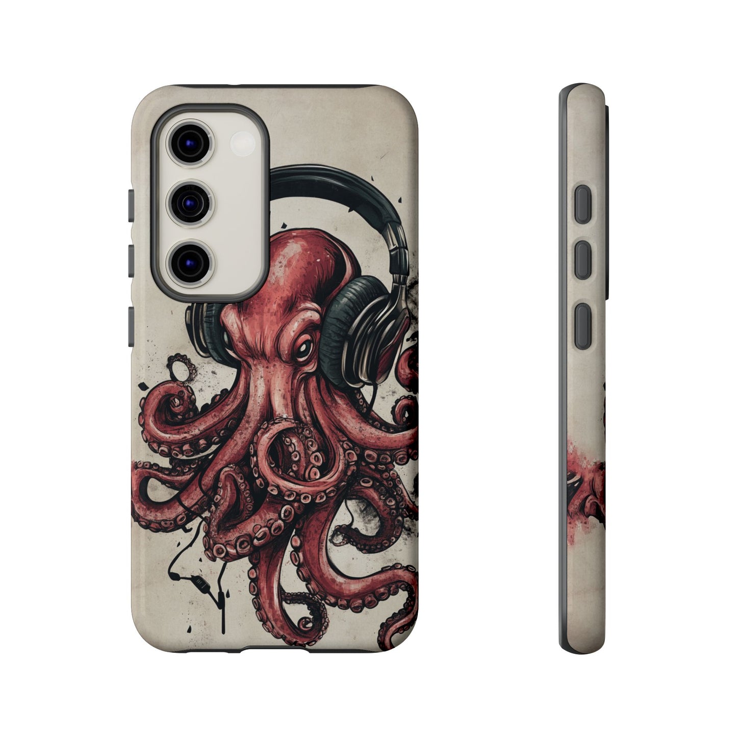 Retro Style Japanese Octopus Listening to Headphones Phone Cover