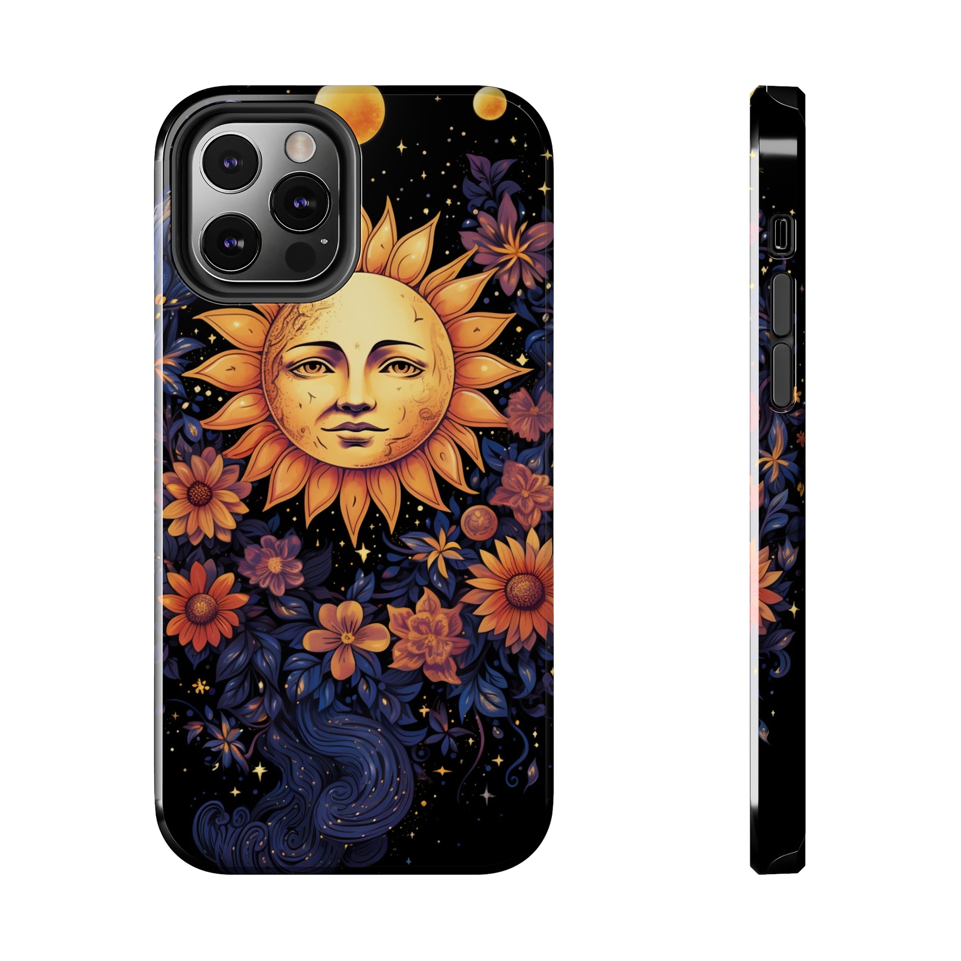 Lustrous iPhone case merging cosmic and floral elements
