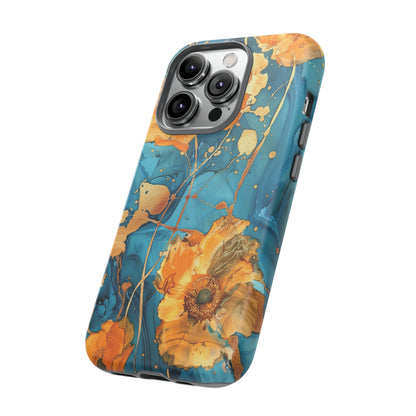 Gold Poppies Color Splash Floral Design Phone Case