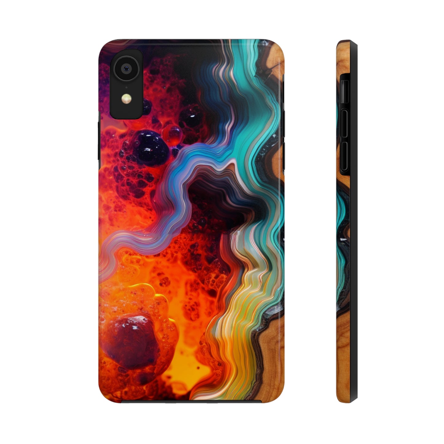 Faux Wood and Colorful Epoxy iPhone Case | Embrace the Beauty of Nature and Vibrant Artistry