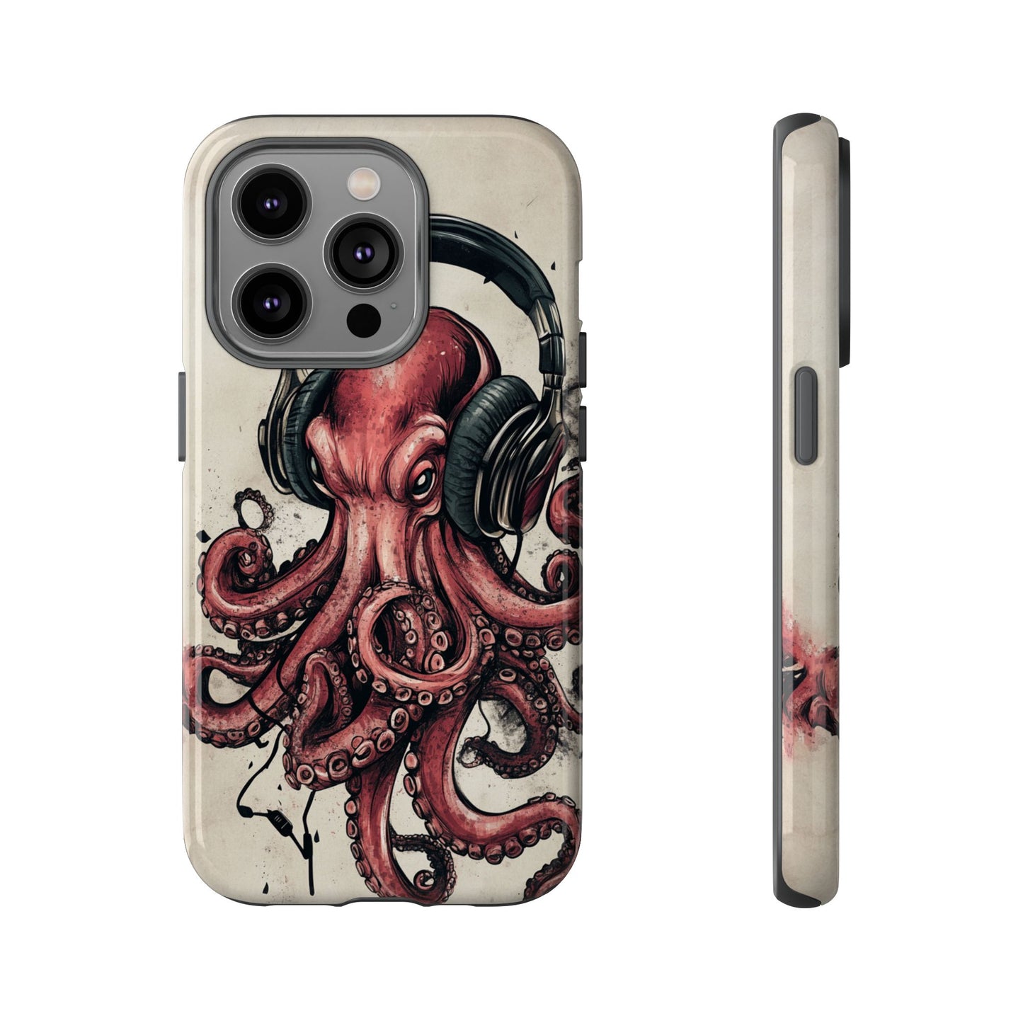 Retro Style Japanese Octopus Listening to Headphones Phone Cover