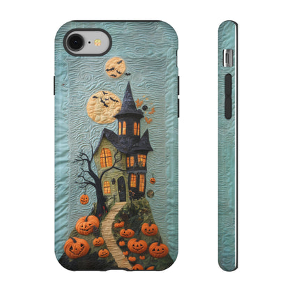 Halloween Haunted House Vintage Embroidery Style Phone Cover