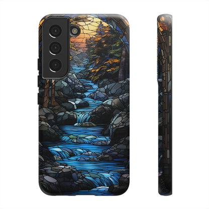 Stained Glass Stone Bridge and River Art Phone Case